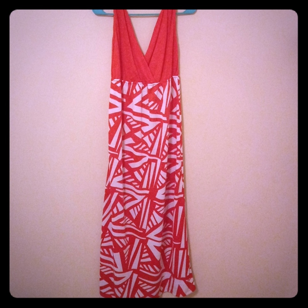 Woman's red and white dress